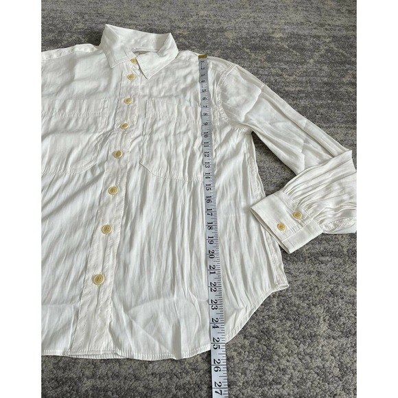 Banana Republic Womens M Blouse Ivory Collared Button Down Long Sleeve NWT L6 - Picture 5 of 10